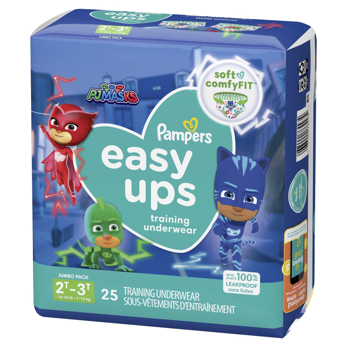 Pampers Easy Ups PJ Masks Training Pants Toddler Boys Size 2T/3T 25 Count