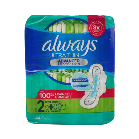 ALWAYS SANITARY PADS LONG SUPER ULTRA THIN SIZE 2 44PC