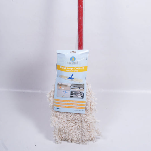 H&C DUST MOP COTTON + FRAME 40 CM + IRON HANDLE (RED)