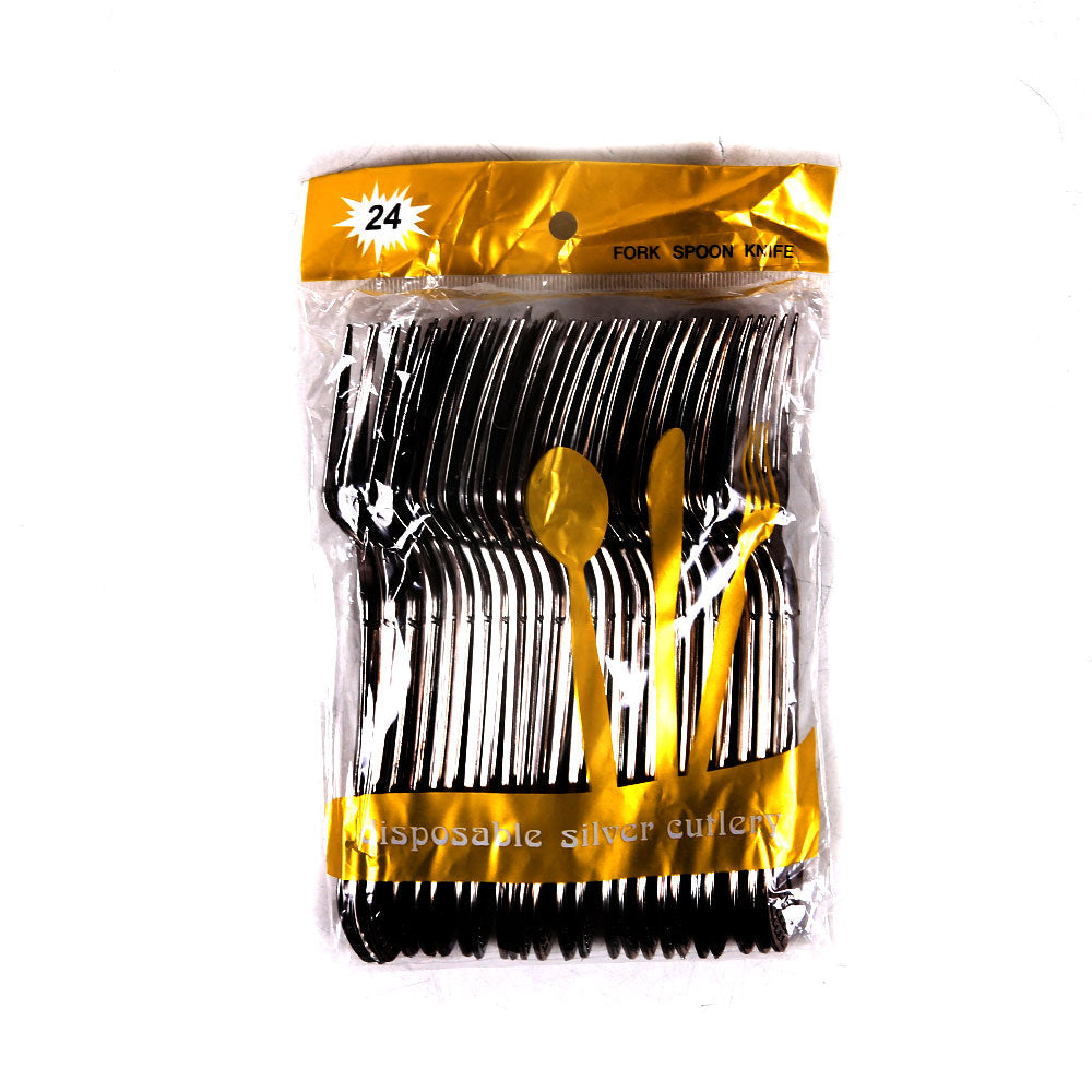 DISPOSABLE FORK IR SILVER 24PC