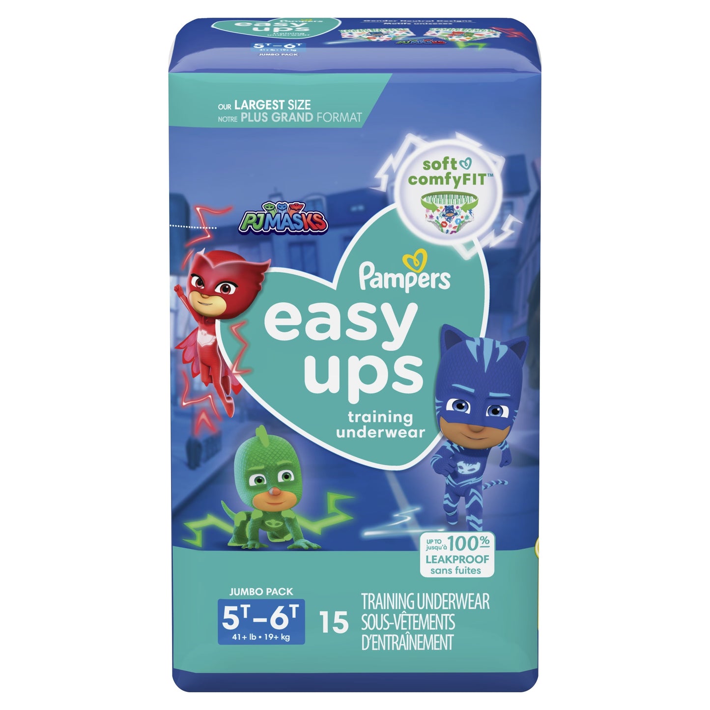 Pampers Easy Ups PJ Masks Training Pants Toddler Boys Size 5T/6T 15 Count