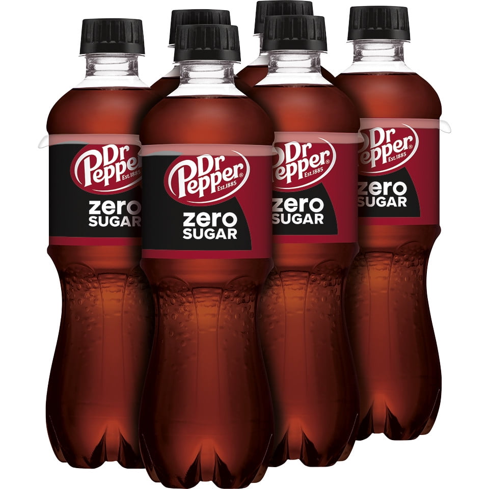 Dr Pepper Zero Sugar Soda, .5 L bottles, 6 pack