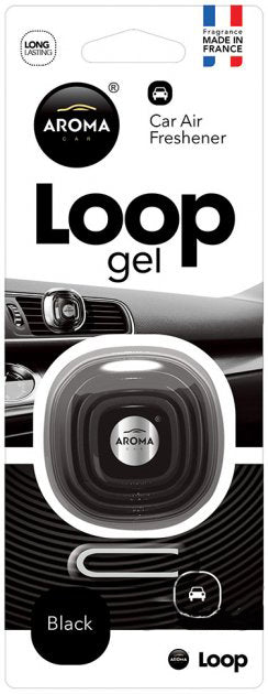 AROMA CAR AIR FRESHENER LOOP GEL BLACK