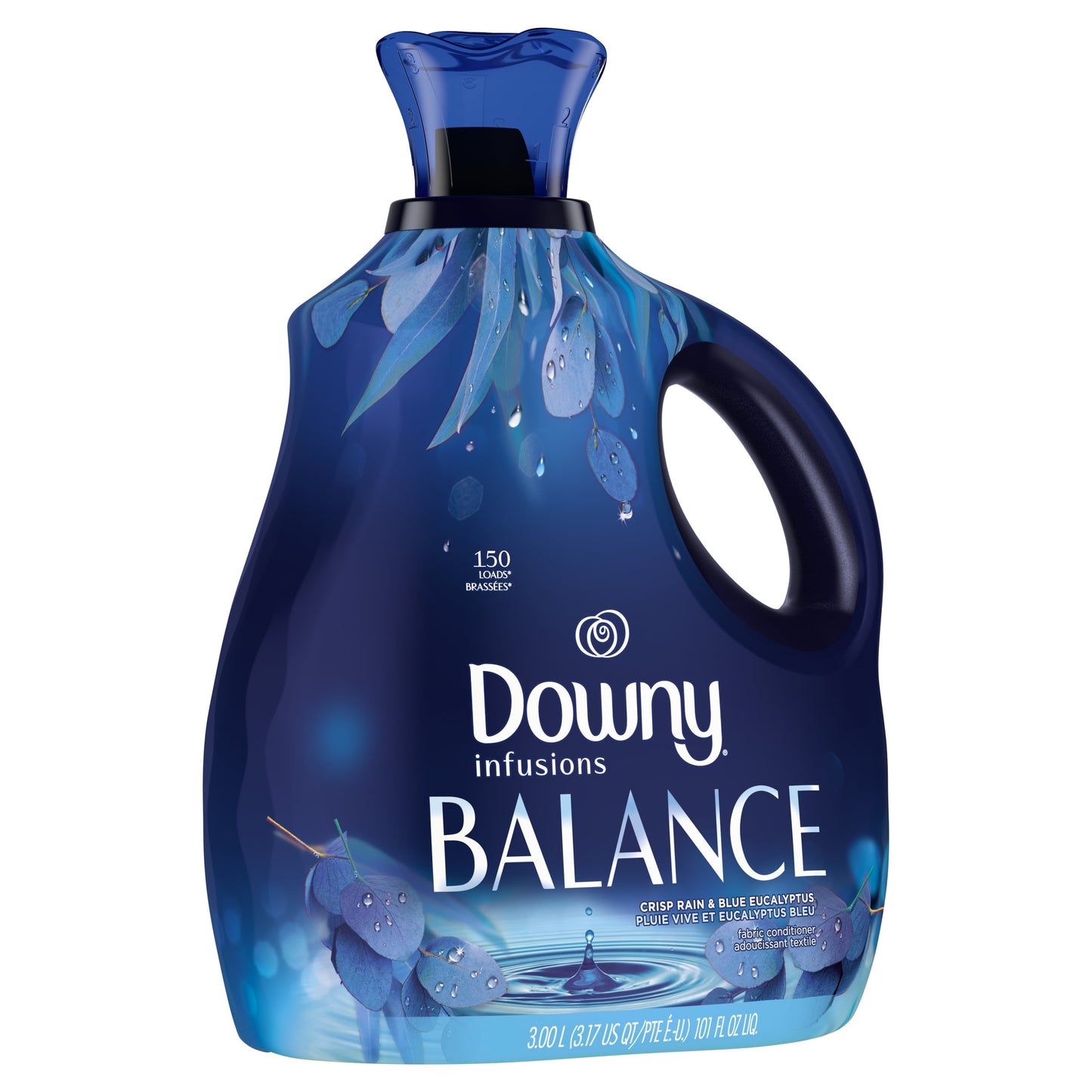 Downy Infusions Laundry Fabric Softener Liquid, BALANCE, Crisp Rain and Blue Eucalyptus, 101 fl oz