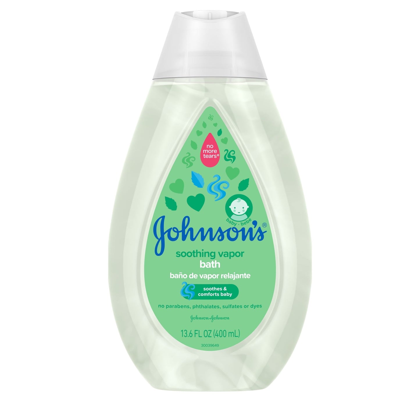 Johnson's Soothing Tear Free Vapor Bath Body Wash Soap for Baby, 13.6 oz