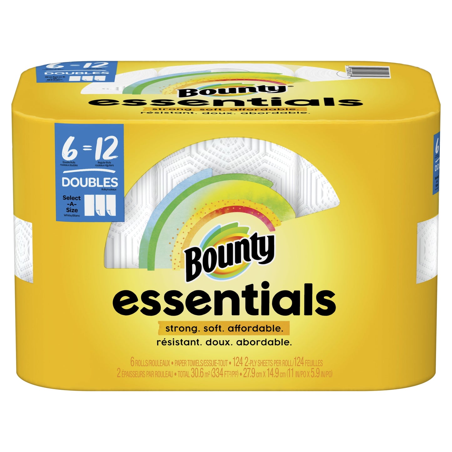 Bounty Essentials Select-a-Size Paper Towels, White, 6 Double Rolls