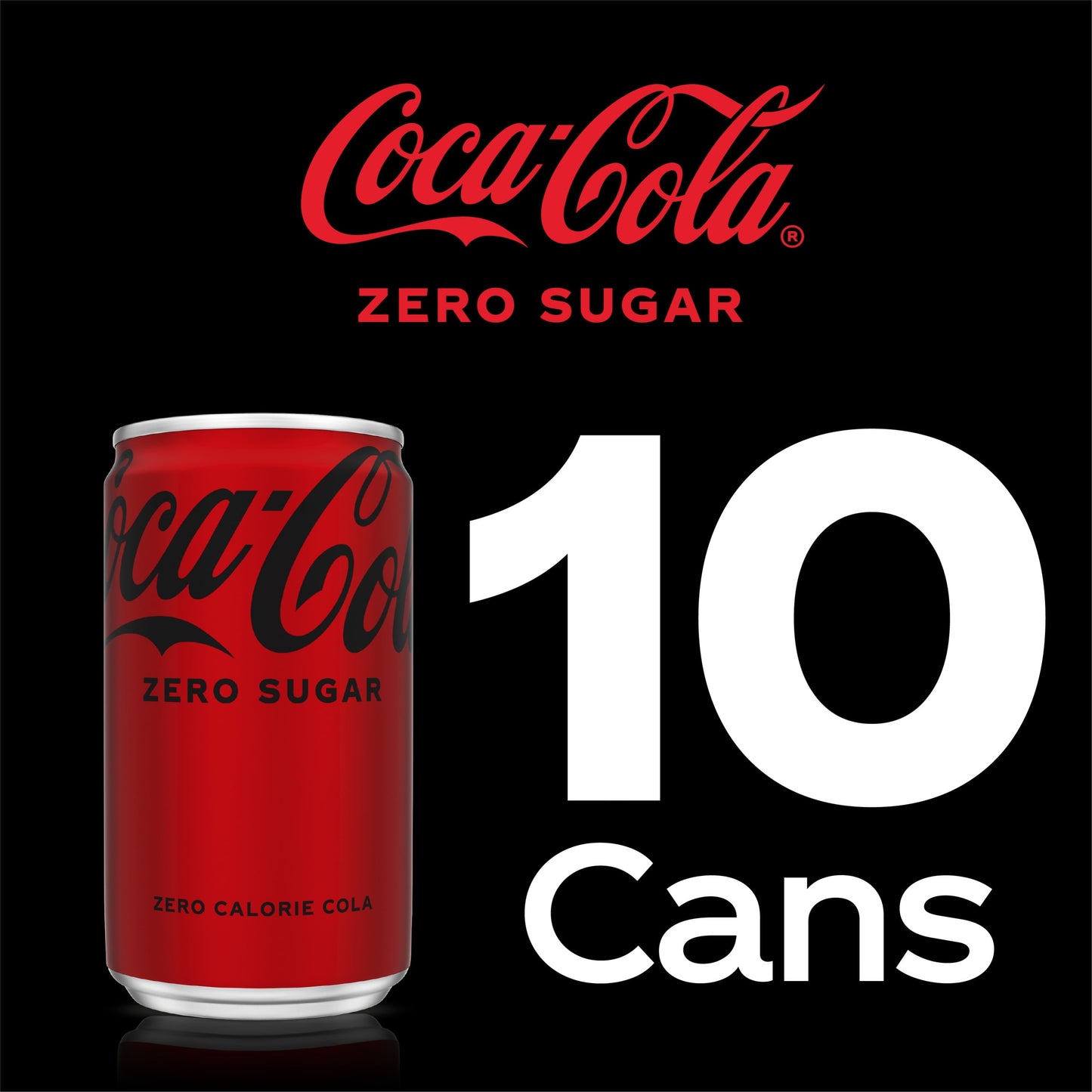 Coca-Cola Zero Sugar Mini Soda Pop Soft Drink, 7.5 fl oz, 10 Pack Cans