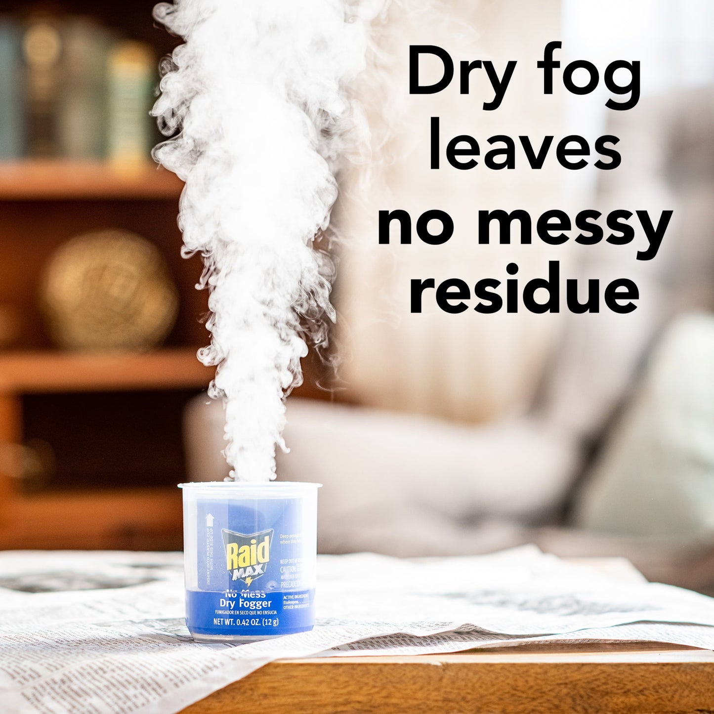 Raid Max Mess Free Dry Fogger, Deep-Penetrating Bug Killing Fog for the Home, 3 Count