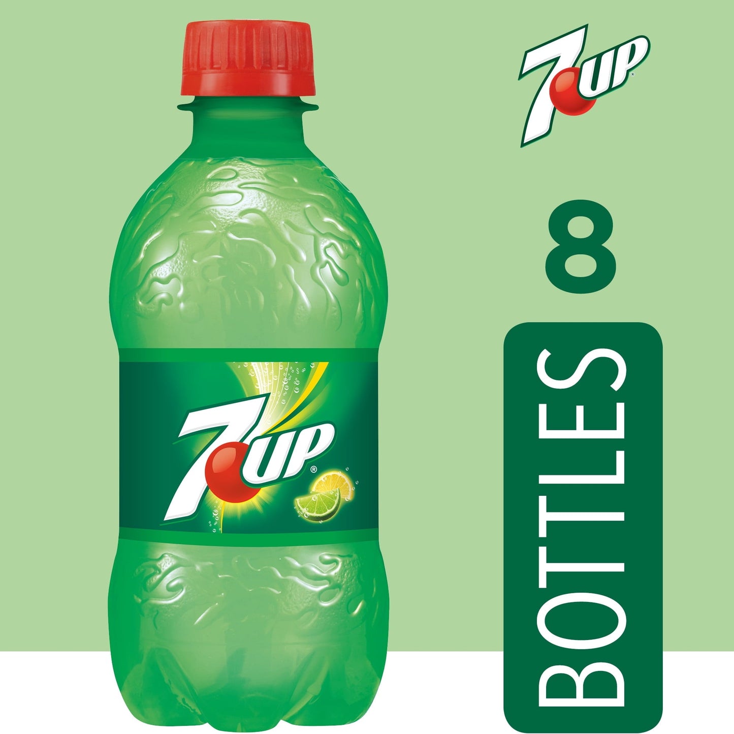 7UP Lemon Lime Soda, 12 fl oz, Bottle, 8 Pack, Allergens Free