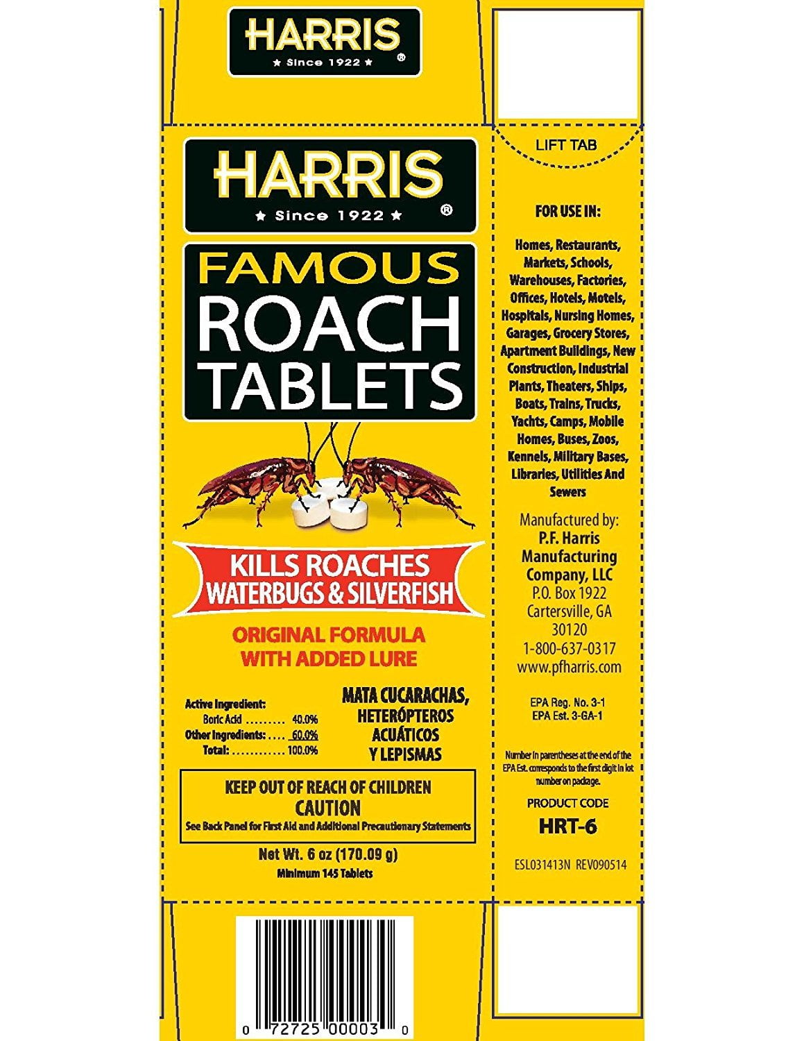 Harris Famous Roach & Silverfish Killer Tablets, 6 oz.