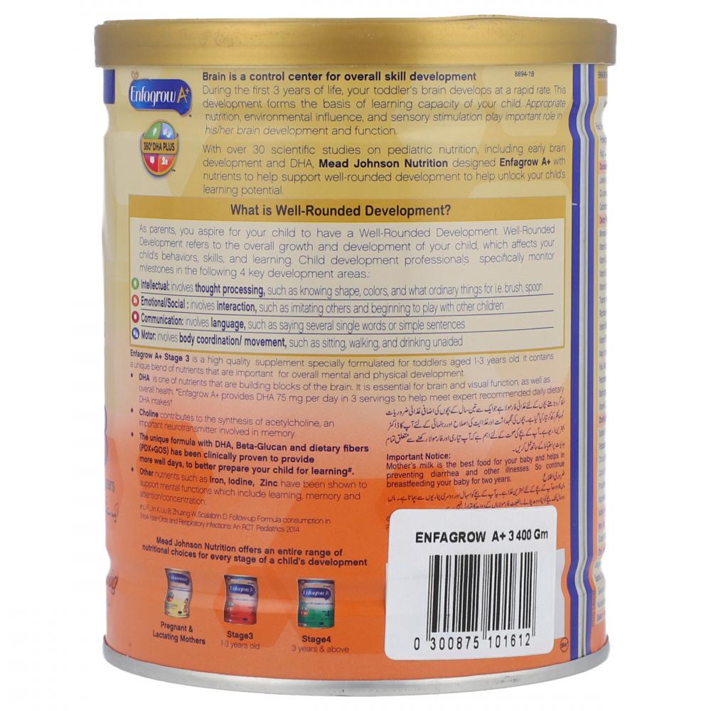 ENFAGROW MILK POWDER VANILLA A+ STAGE 3 TIN 400 GM