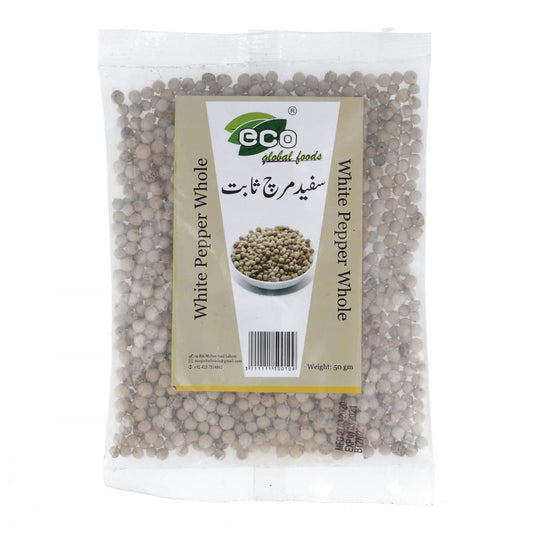 ECO WHITE PEPPER WHOLE 50GM