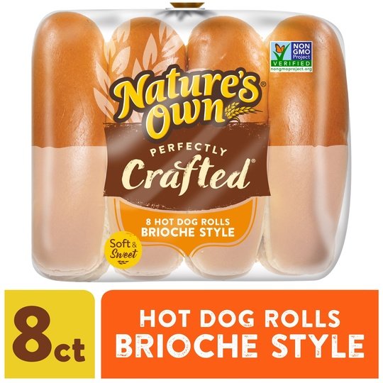 Nature's Own Perfectly Crafted Brioche Style Hot Dog Buns, 16 oz, 8 Count