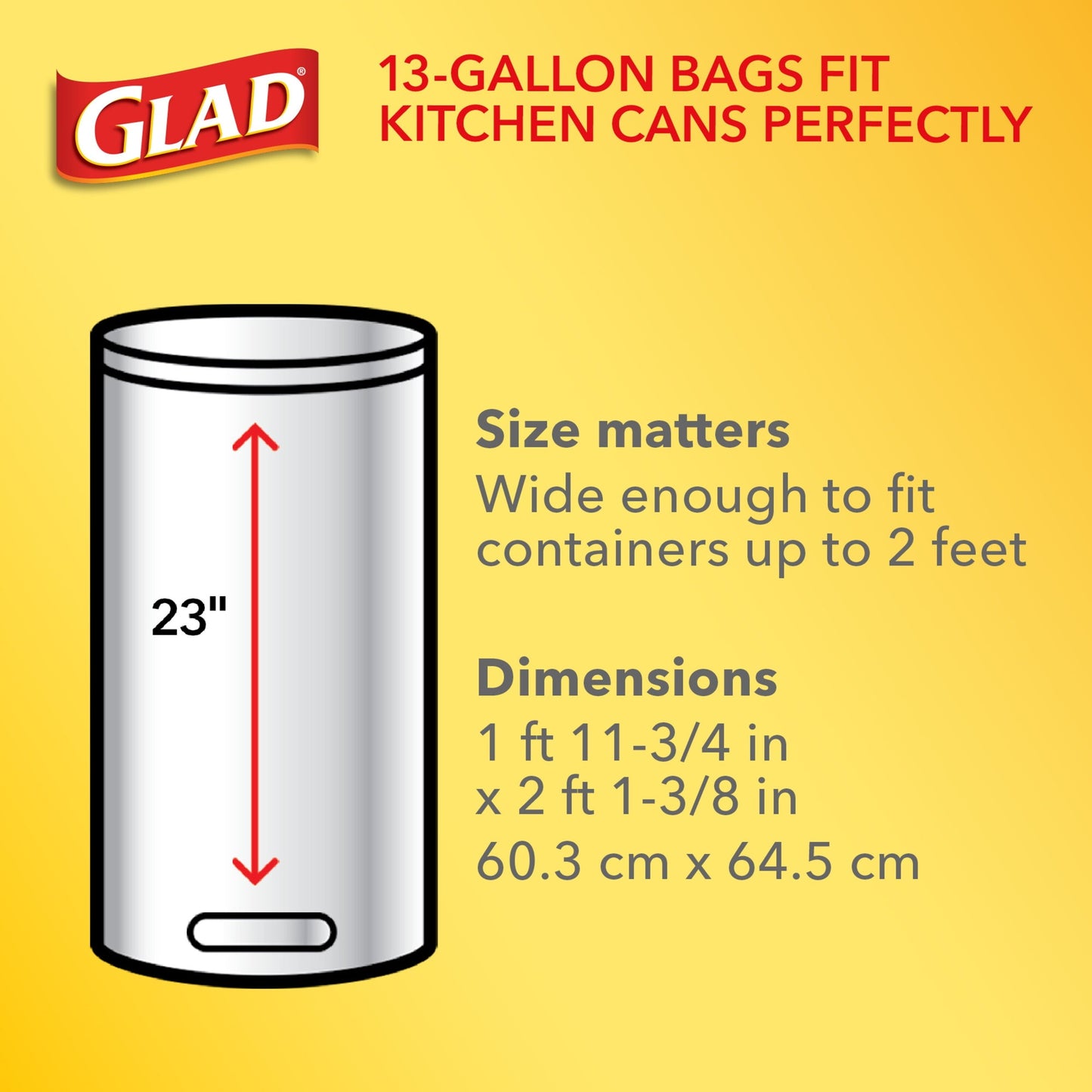 Glad ForceFlex 13 Gallon Tall Kitchen Trash Bags, Gain Original Scent, Febreze Freshness, 40 Bags