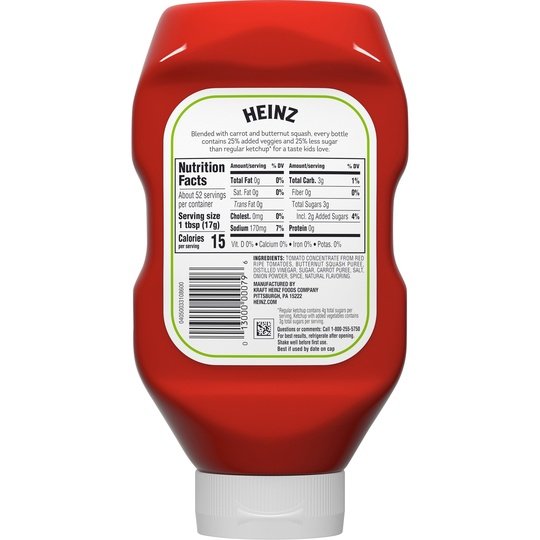 Heinz Tomato Ketchup with a Blend of Veggies, 31 oz Bottle