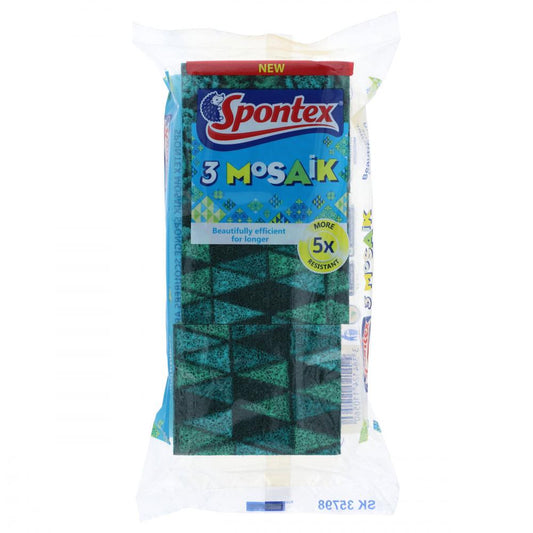 SPONTEX 3 MOSAIK BEAUTIFULLY EFFICIENT FOR LONGER 5X MORE RESISTANT