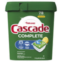 Cascade Complete Dishwasher Detergent ActionPacs, Lemon Scent, 78 Ct