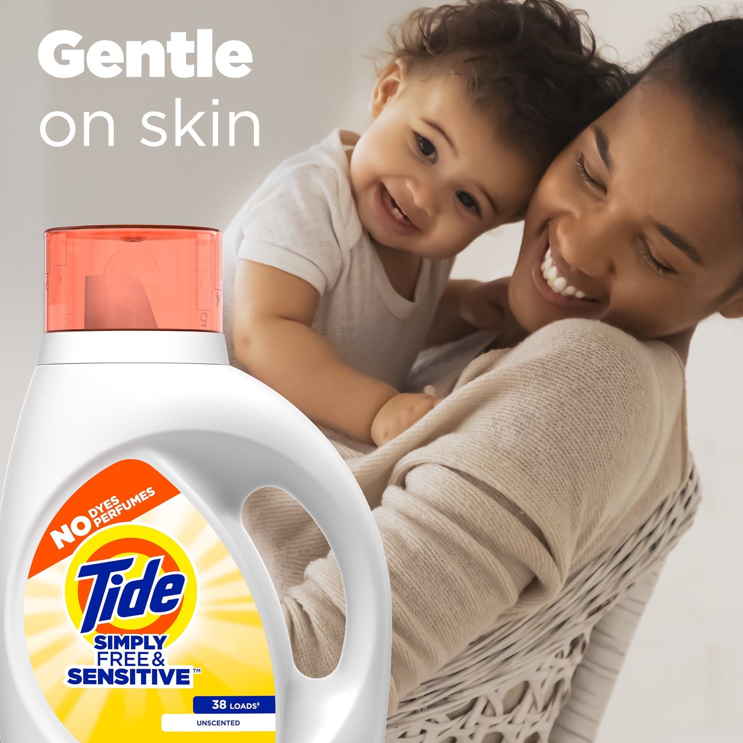 Tide Simply Liquid Laundry Detergent, Free & Sensitive, 128 fl oz, 89 Loads