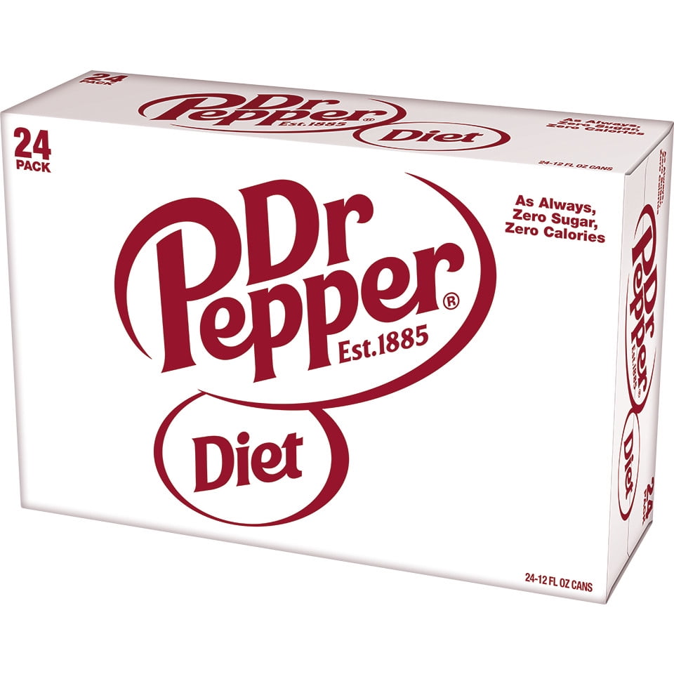 Diet Dr Pepper Soda, 12 fl oz cans, 24 pack