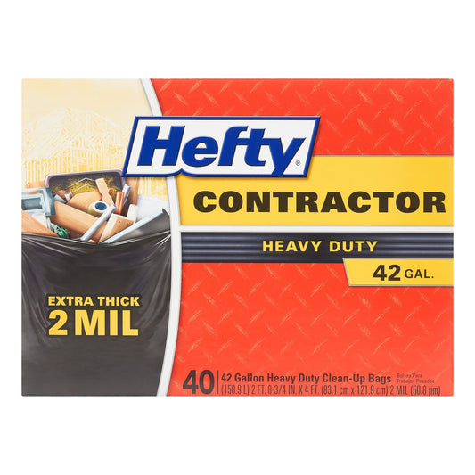 Hefty Heavy Duty Contractor Extra Large Trash Bags, 42 Gallon, 40 Count