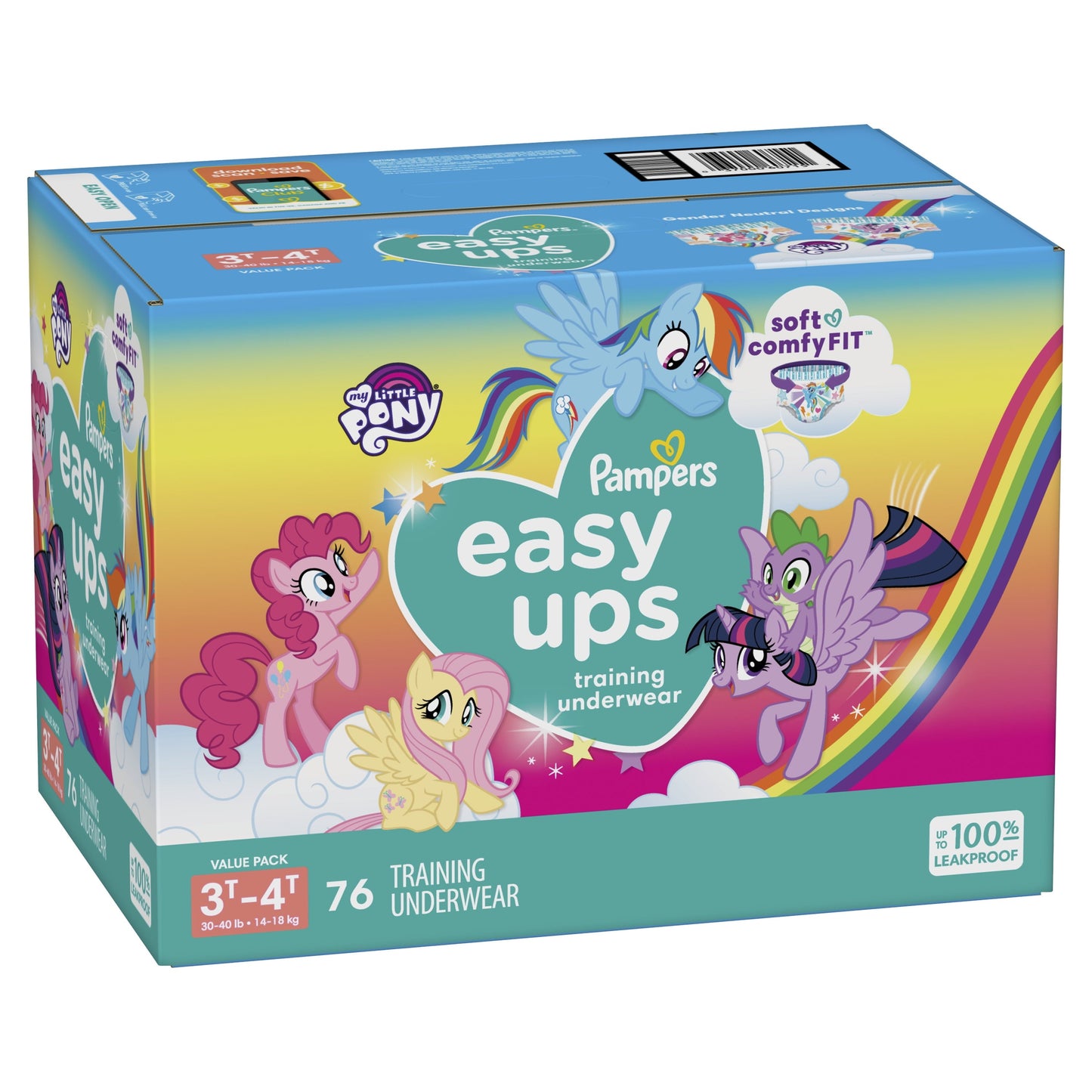 Pampers Easy Ups My Little Pony Training Pants Toddler Girls 3T/4T 76 Ct