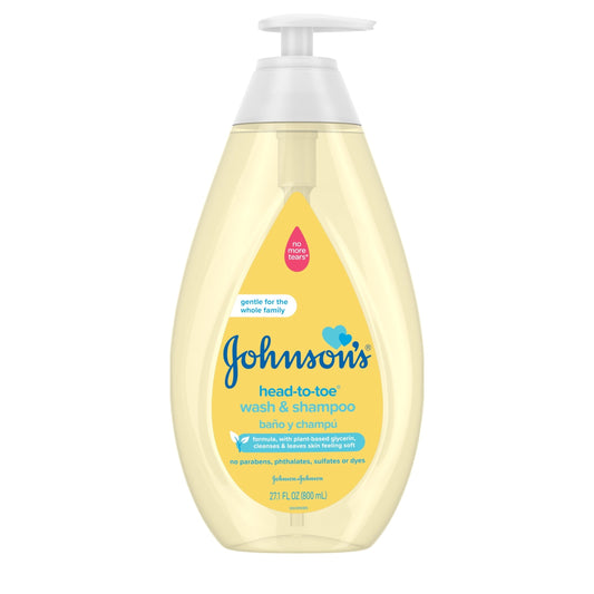 Johnson's Head-To-Toe Tear Free Baby Body Wash Soap and Shampoo, 27.1 oz