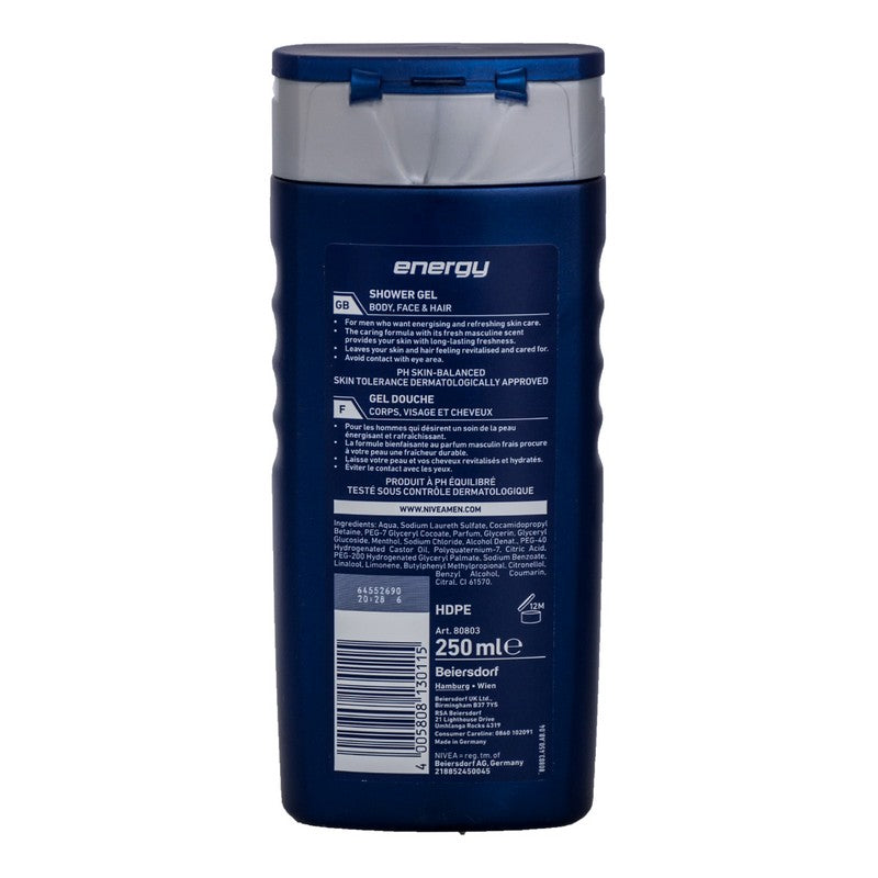 NIVEA MEN SHOWER GEL ENERGY FRESH EFFECT 3IN1 250 ML