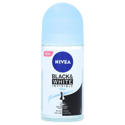 NIVEA BLACK & WHITE INVISIBLE FRESH ANTI-PERSPIRANT PROTECTION ROLL ON DEO 50ML