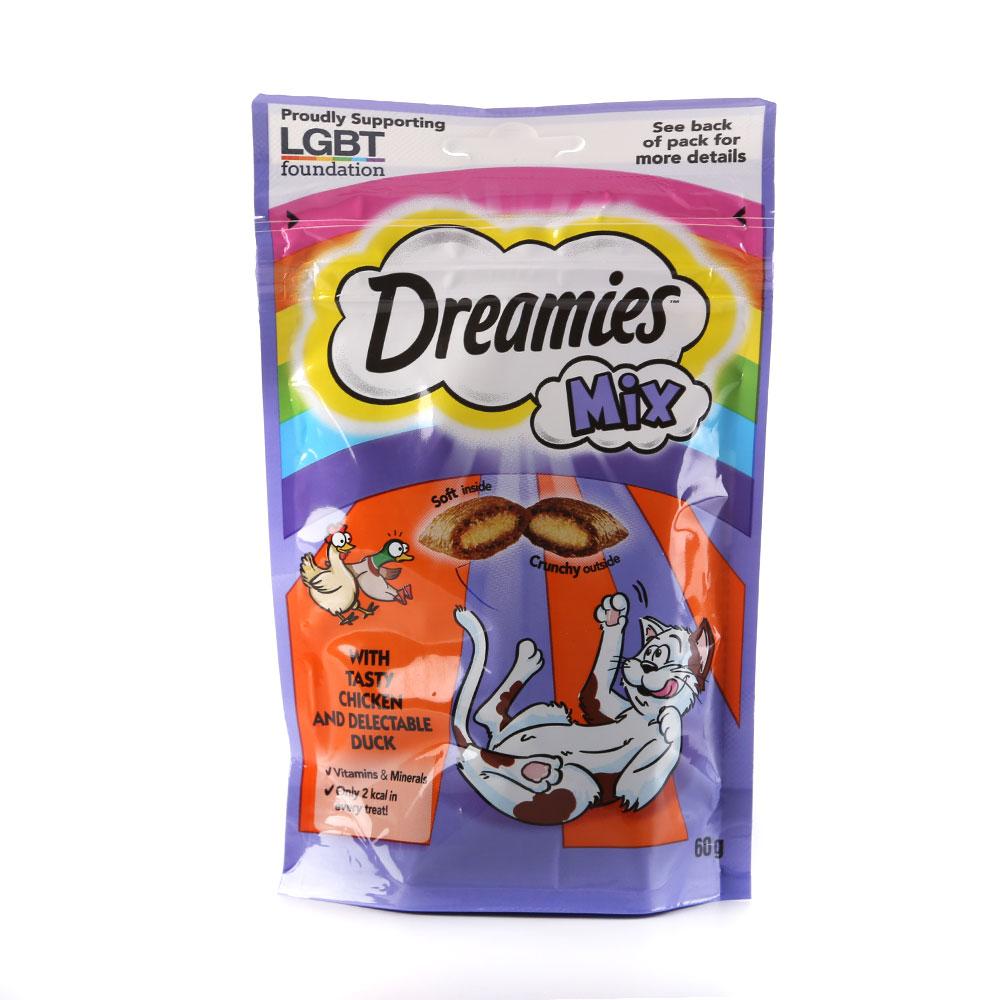 DREAMIES CAT FOOD CHICKEN AND DELECTABLE MIX 60 GM