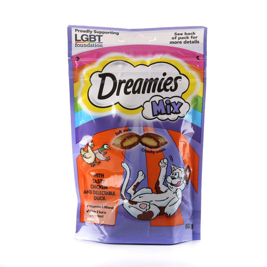 DREAMIES CAT FOOD CHICKEN AND DELECTABLE MIX 60 GM