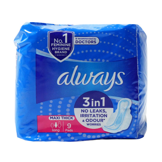 ALWAYS PADS MAXI THICK LONG 9PC PACK