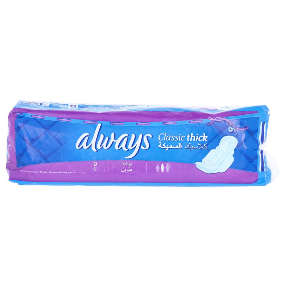 ALWAYS PADS CLASSIC THICK LONG 9PCS