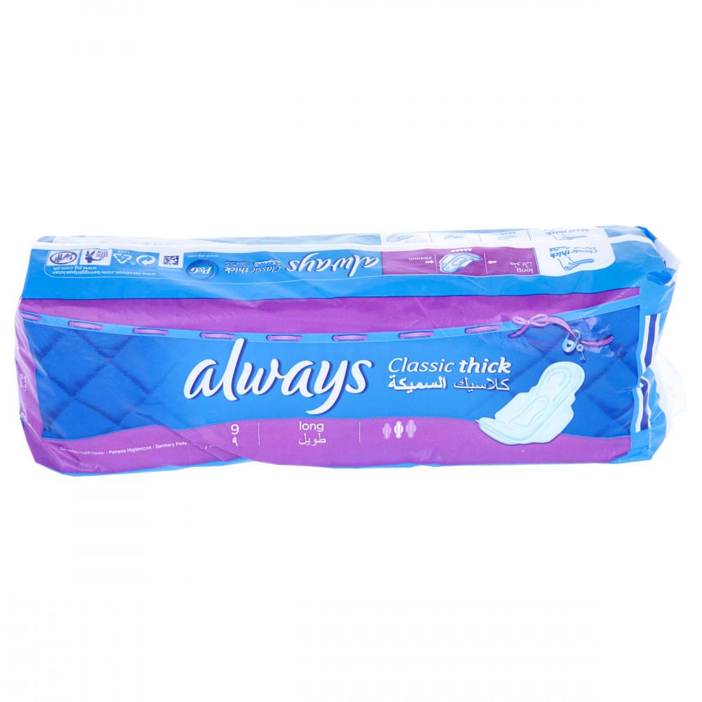 ALWAYS PADS CLASSIC THICK LONG 9PCS