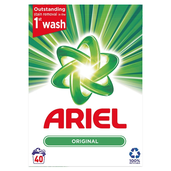 ARIEL WASHING POWDER ORIGINAL 40 WASH FAST DISSOLVING 2.6 KG