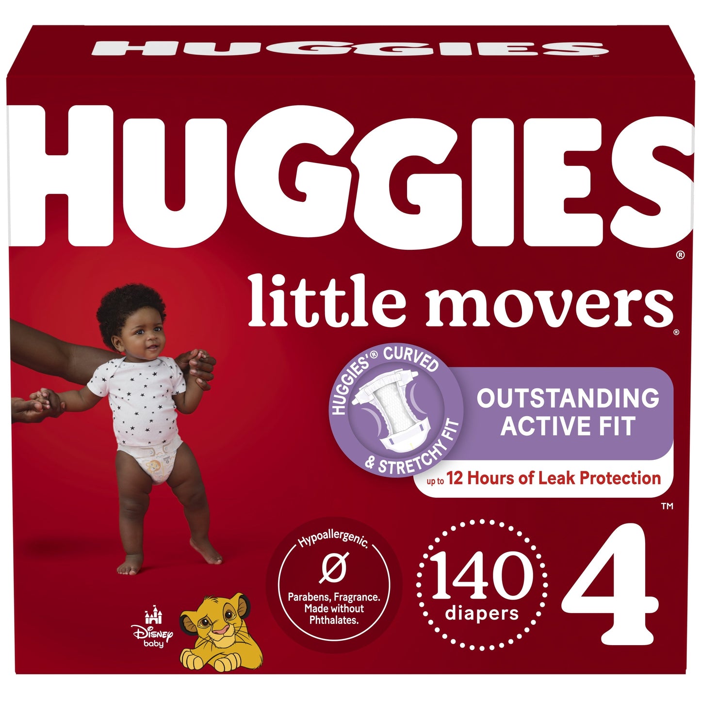 Huggies Little Movers Baby Diapers, Size 4, 140 Ct