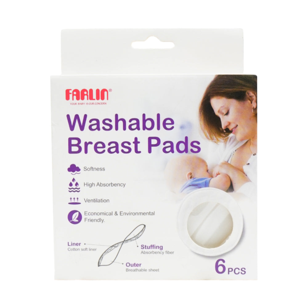 FARLIN WASHABLE BREAST PAD 6PC BF-632