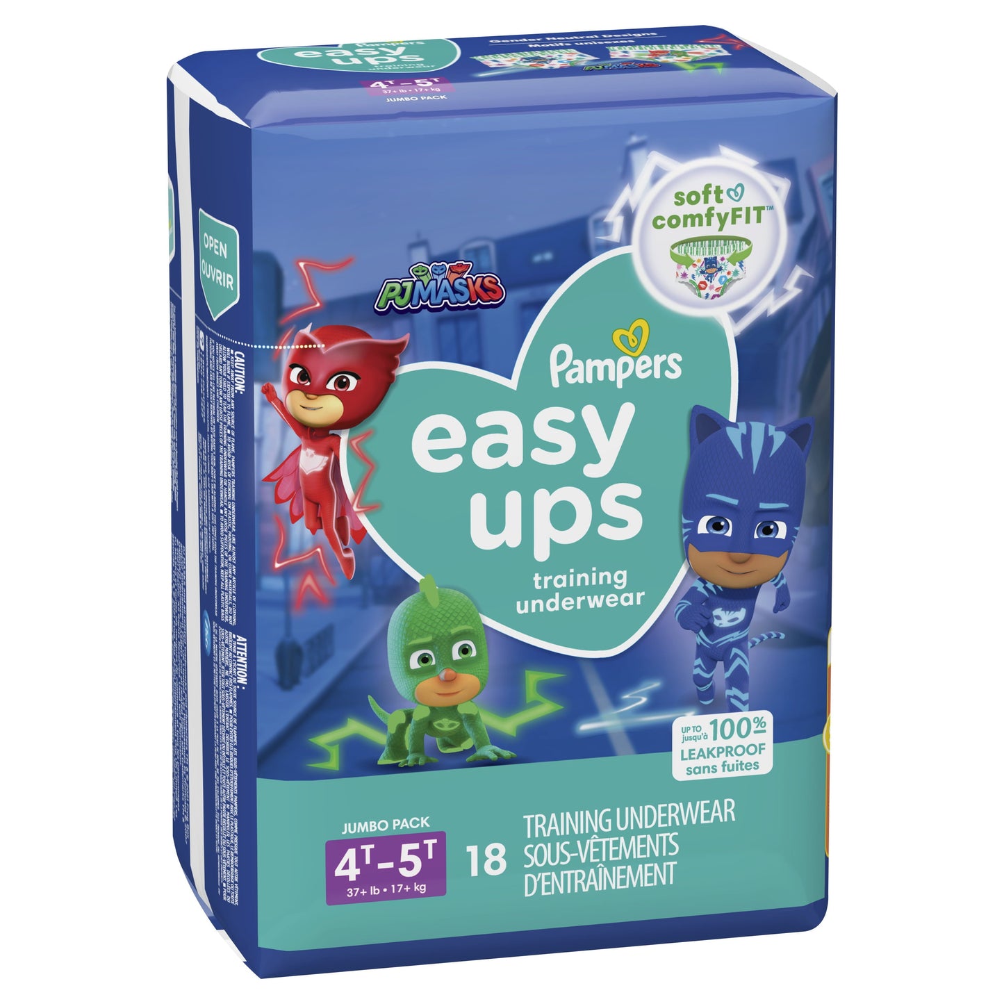 Pampers Easy Ups PJ Masks Training Pants Toddler Boys Size 4T/5T 18 Count