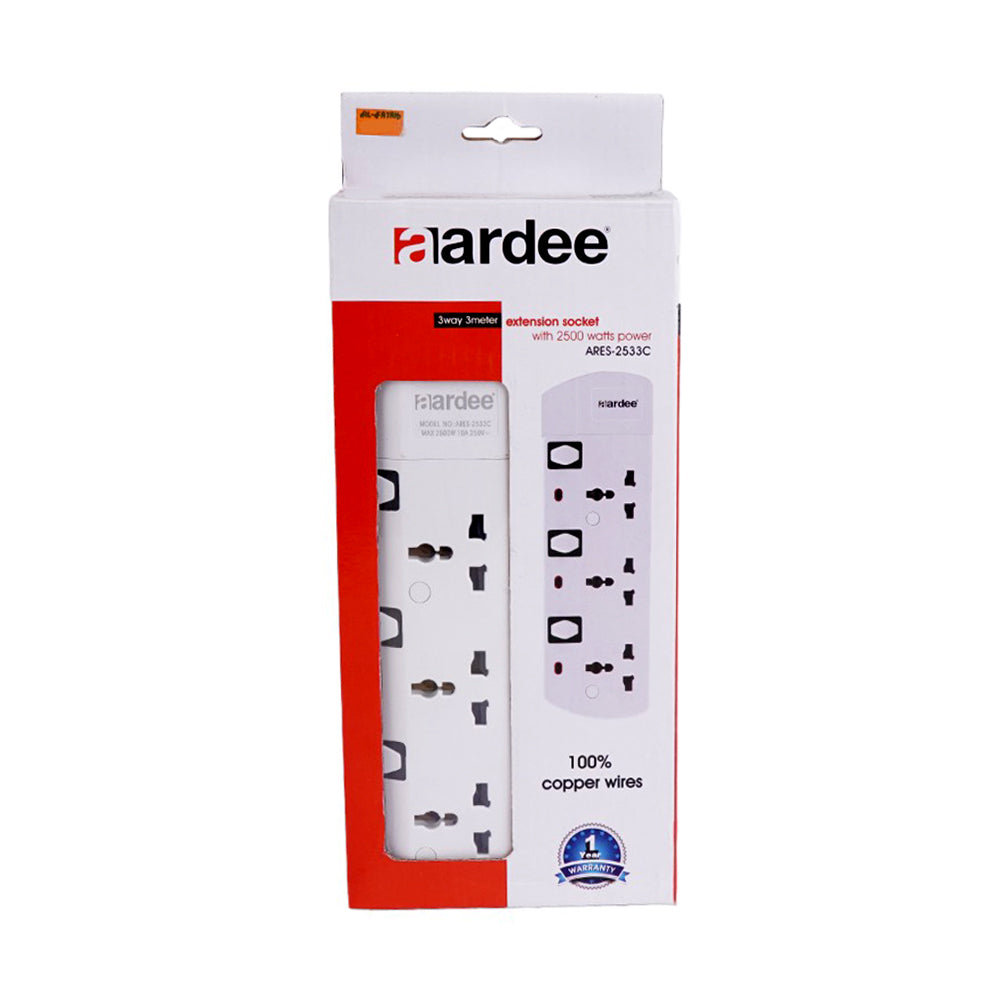 AARDEE EXTENSION SOCKET 3WAY WIRE 3METER ARES 2533C