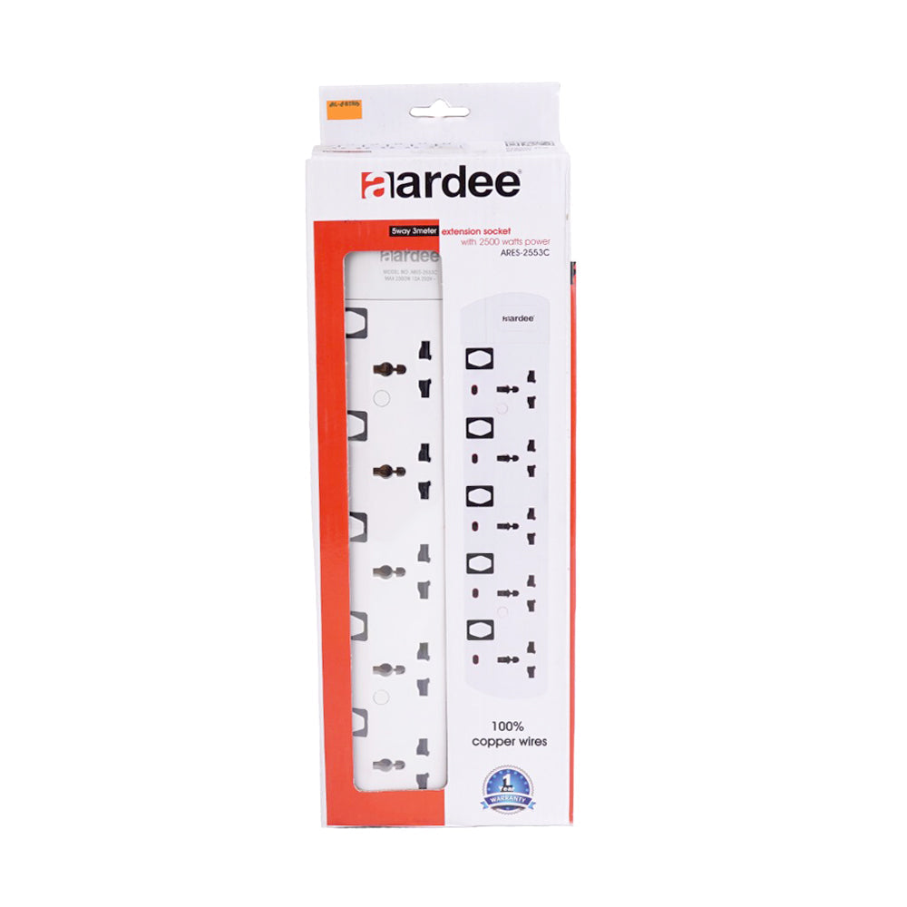 AARDEE EXTENSION SOCKET 5WAY WIRE 3METER ARES 2553C