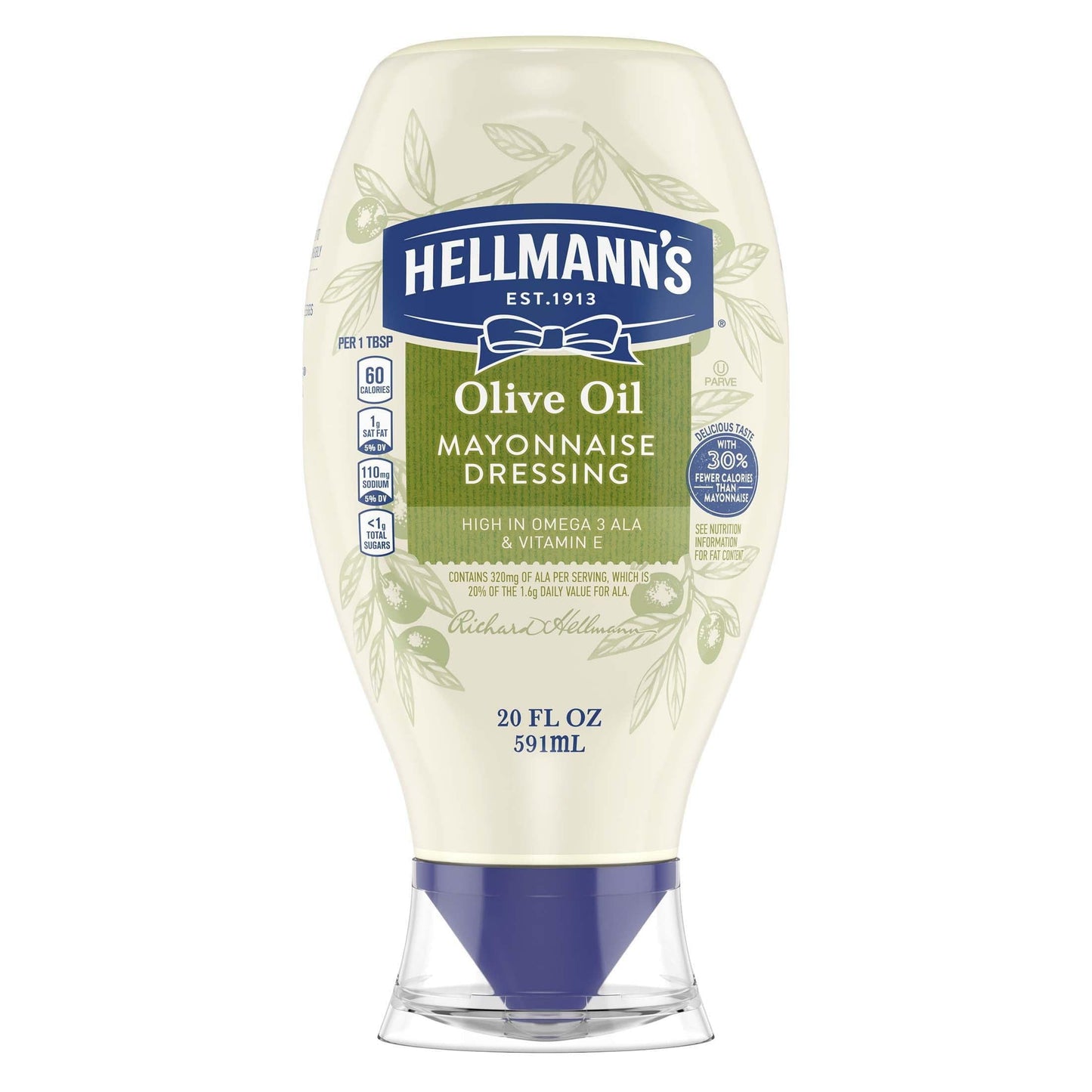 Hellmann's High in Omega-3 ALA and Vitamin E Olive Oil Mayonnaise, 20 fl oz Bottle