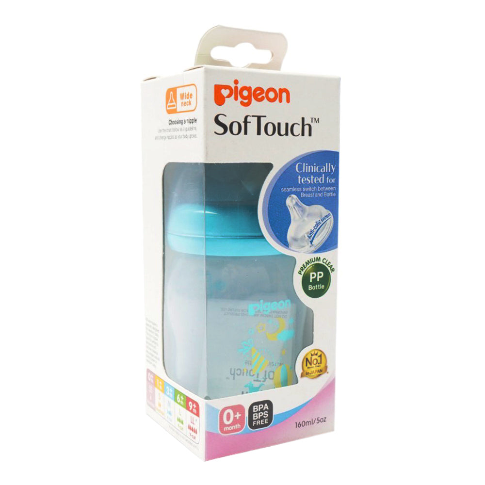 PIGEON BABY FEEDING BOTTLE CLEAR BLUE 0+M 160 ML A78180