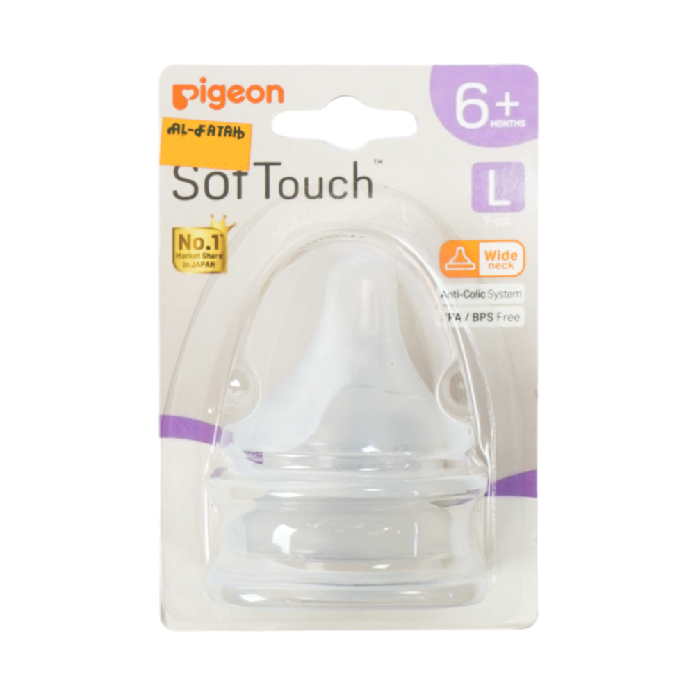 PIGEON NIPPLE SOFT TOUCH 6M+ L Y-CUT 2PC 79464