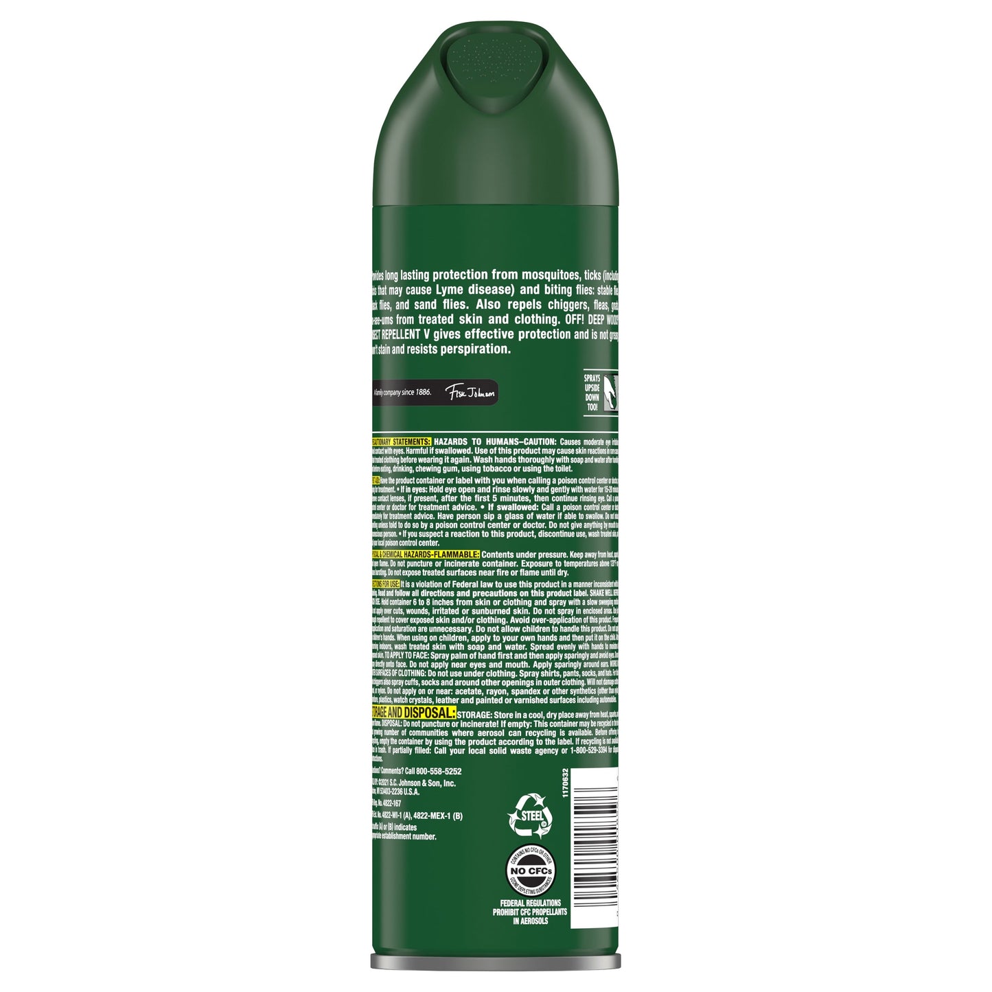 OFF! Deep Woods Insect Repellent V, Up to 8 Hours of Mosquito Protection with DEET, 11 oz