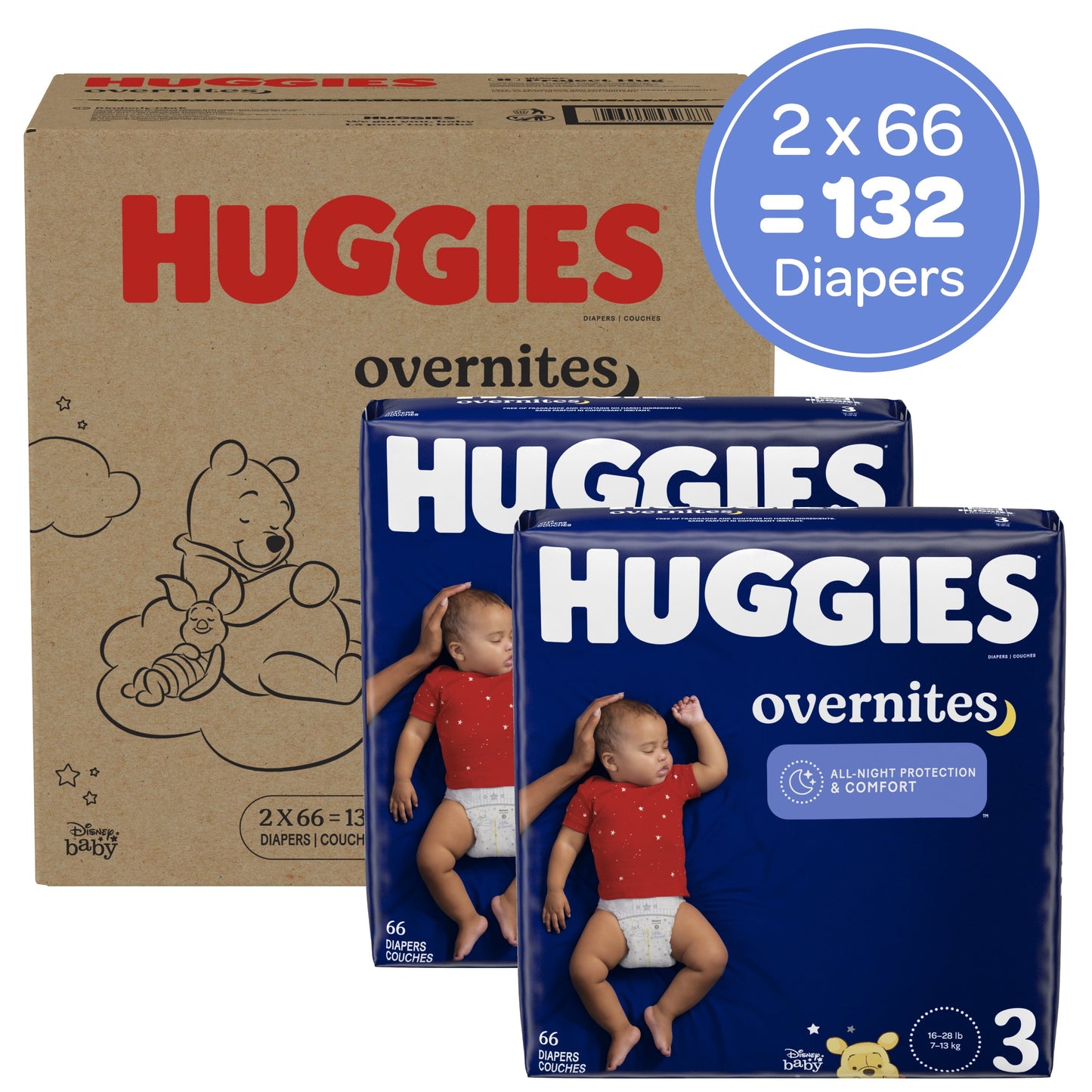 Huggies Overnites Nighttime Diapers, Size 3, 132 Ct (Select for More Options)