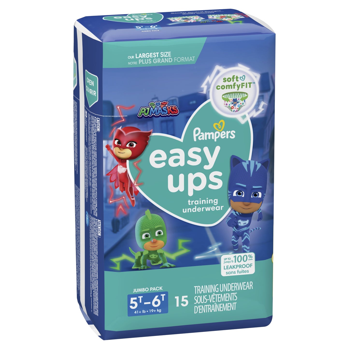 Pampers Easy Ups PJ Masks Training Pants Toddler Boys Size 5T/6T 15 Count