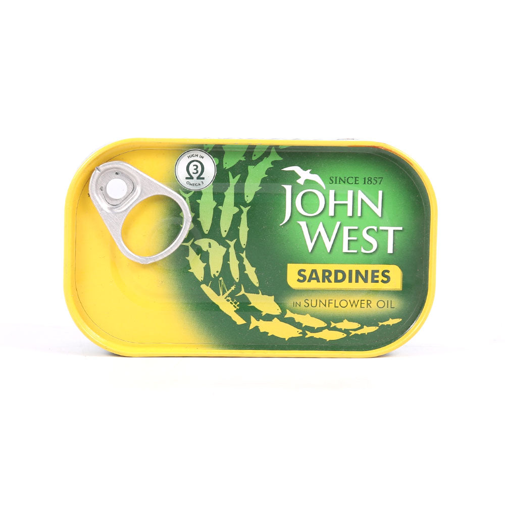 JOHN WEST SARDINES IN SUN FLOWER OIL 120 GM