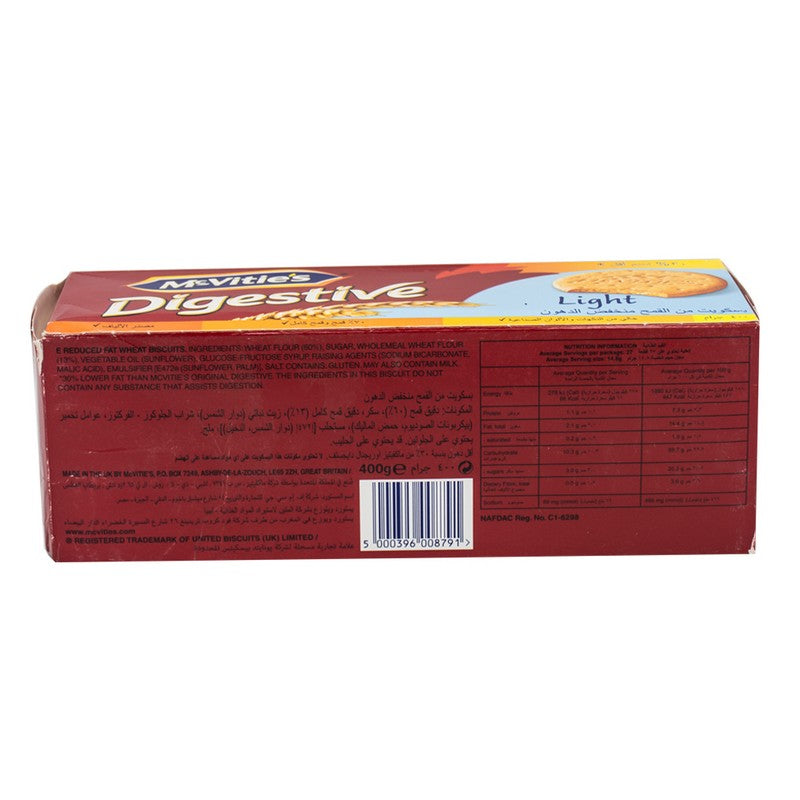 MCVITIES BISCUITS DIGESTIVE LIGHT 400 GM