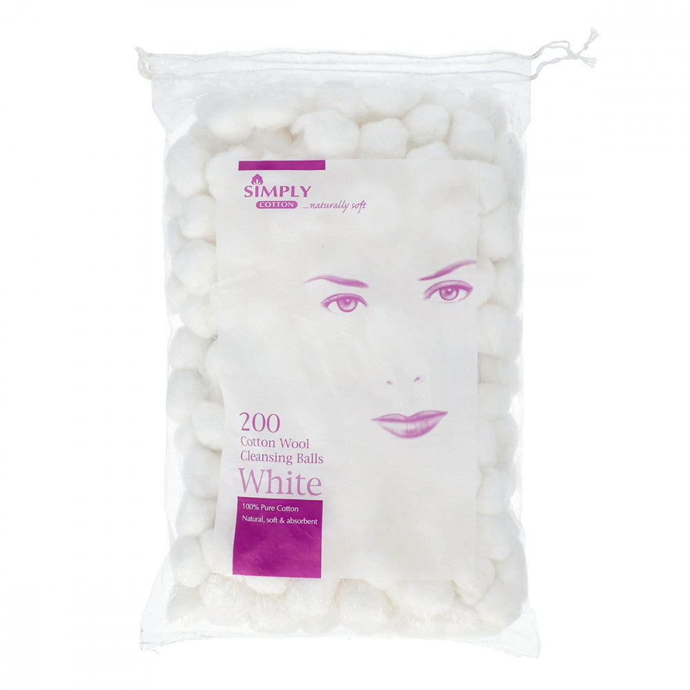 SIMPLY COTTON WOOL BALLS WHITE 200PC