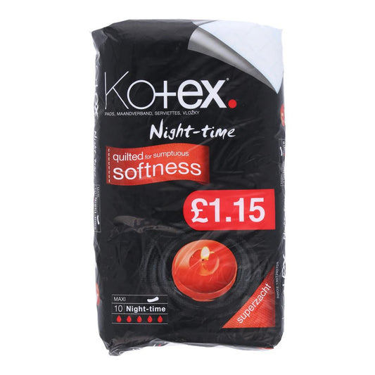 KOTEX SANITARY PAD MAXI NIGHT TIME SUPER ZACHT 10 PADS