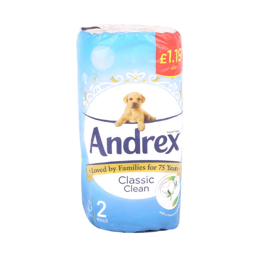 ANDREX TOILET TISSUE CLASSIC CLEAN WHITE 2 ROLLS